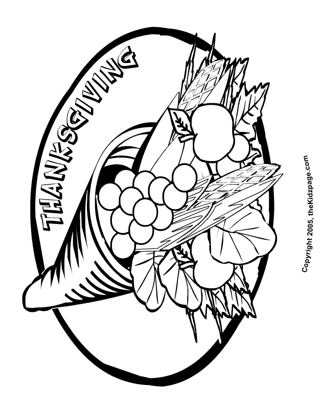 Thanksgiving Cornucopia - Free Coloring Pages for Kids - Printable 