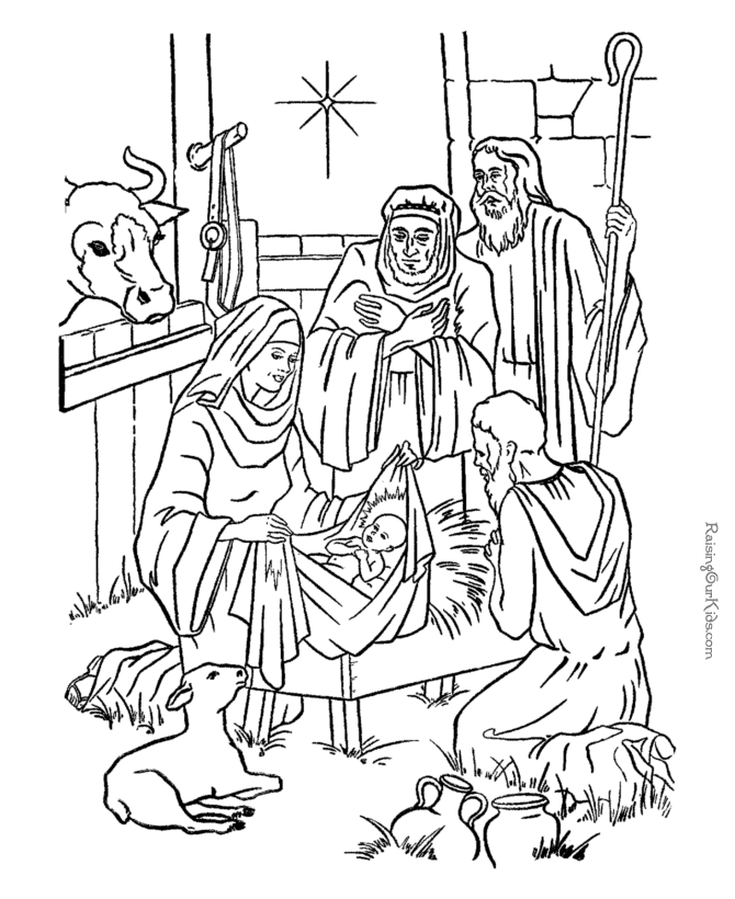 Manger Scene Coloring Page | Coloring Pages