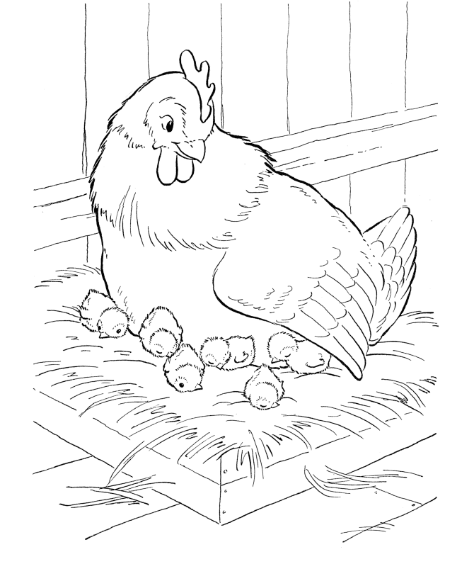 Big Chicken And Child Coloring Pages: Big Chicken And Child 