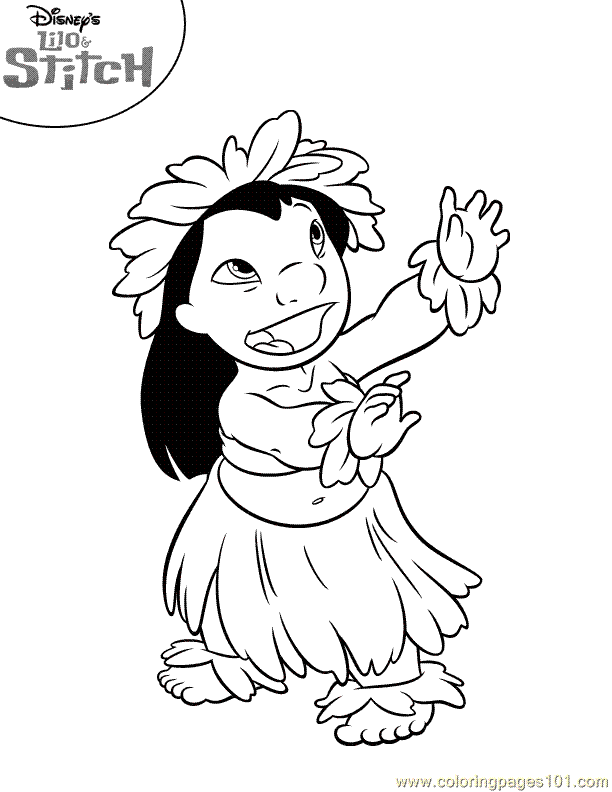Cute Lilo and Stitch Dancing Coloring Page | coloring pages