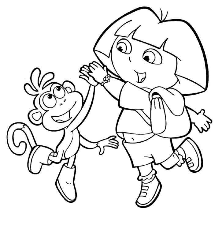 Dora And Boots Cuddle Coloring For Kids - Dora The Explorer 