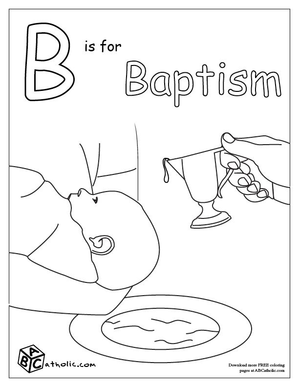 B is for Baptism coloring page | Sacraments of Initiation