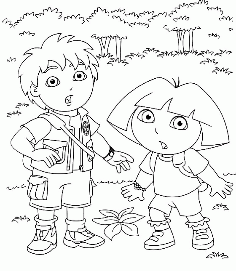 Dora And Diego Suprise Coloring Page - Kids Colouring Pages