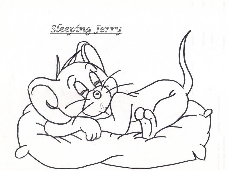 Sleeping Jerry coloring printable page for kids: Sleeping Jerry 