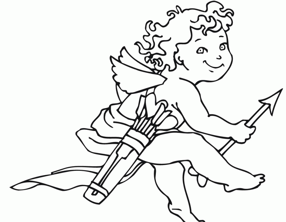 Cupid Little Boy Happy Valentines Day Coloring Pages - Valentine 