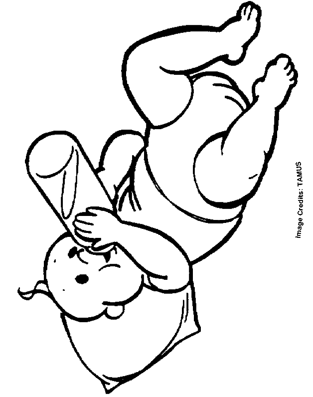Baby with a Bottle - Free Coloring Pages for Kids - Printable 