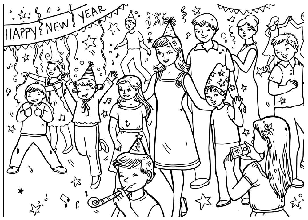 Download Coloring Pages For Kids New Year Party Or Print Coloring 