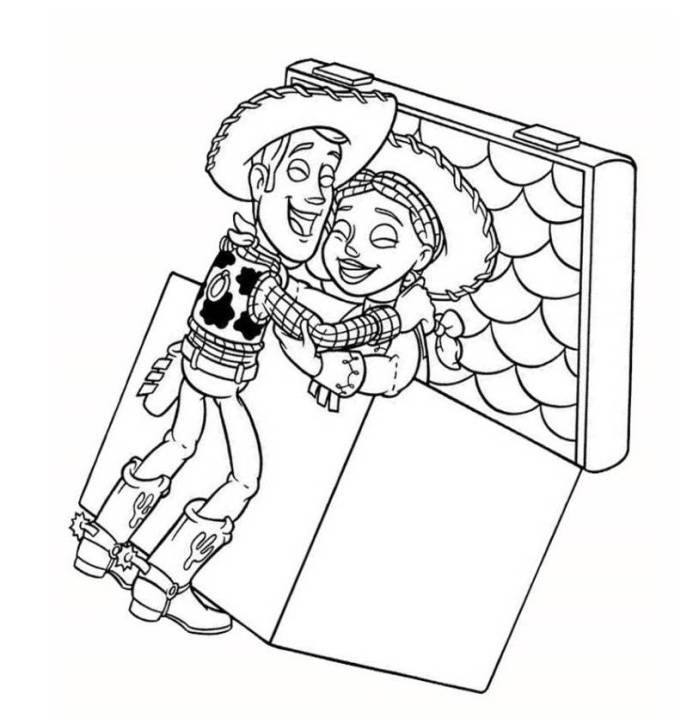 Jessie Toy Story Coloring Page Or Woody Hug Coloring Home