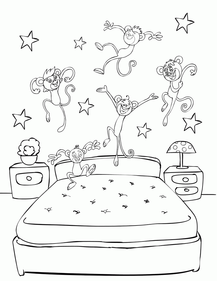 Five Little Monkeys Coloring Page | For PK