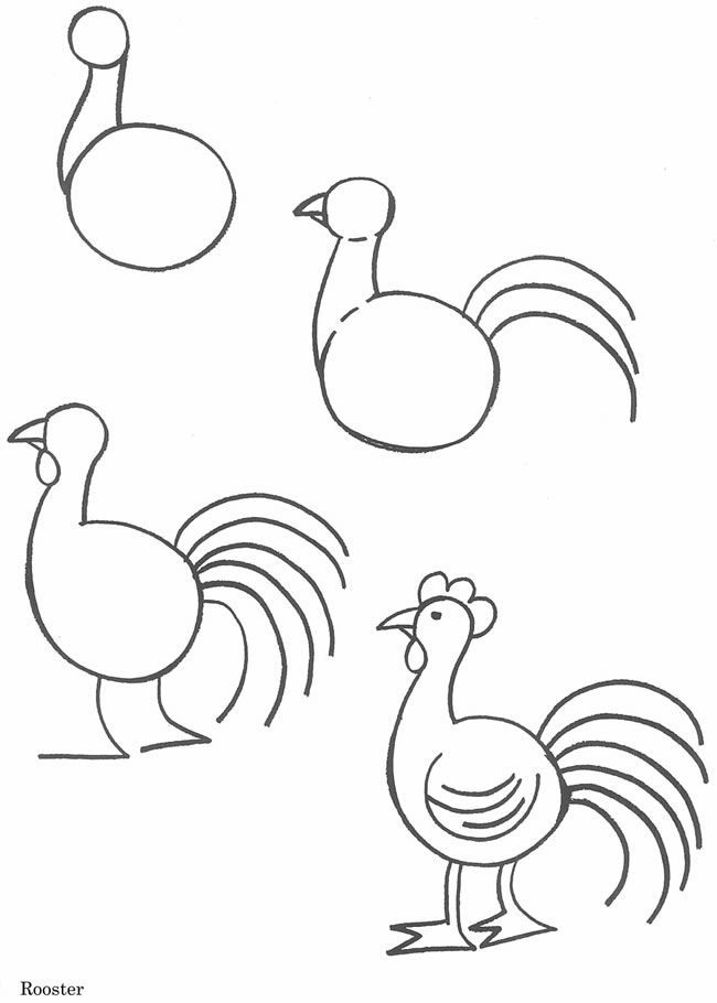 How To Draw A Rooster | How To: Cartoon Drawing - Coloring Home