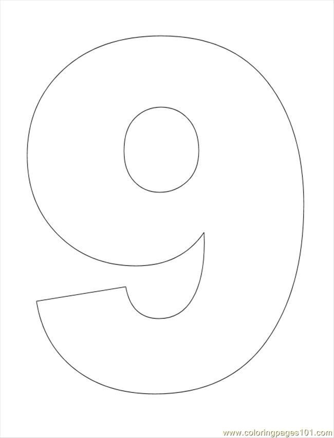 the number 9 Colouring Pages