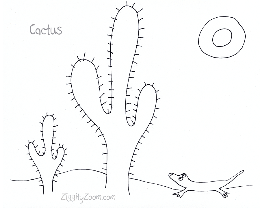 Cactus Coloring Page - ZiggityZoom.
