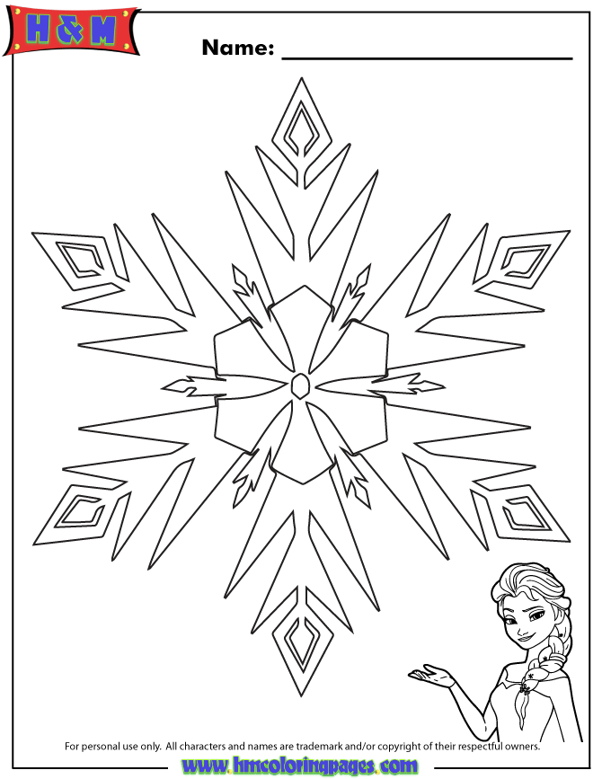 Elsa Frozen Snowflake Coloring Page | Free Printable Coloring Pages