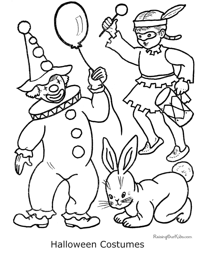 These Free Printable Happy Halloween Costume Coloring Pages 