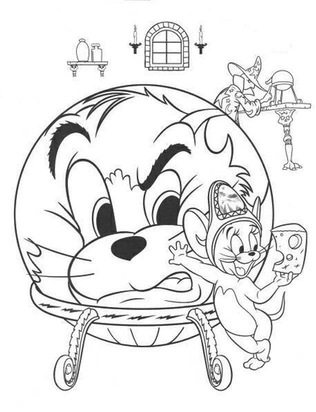 Tom and Jerry With a Wizard Coloring Page | Kids Coloring Page