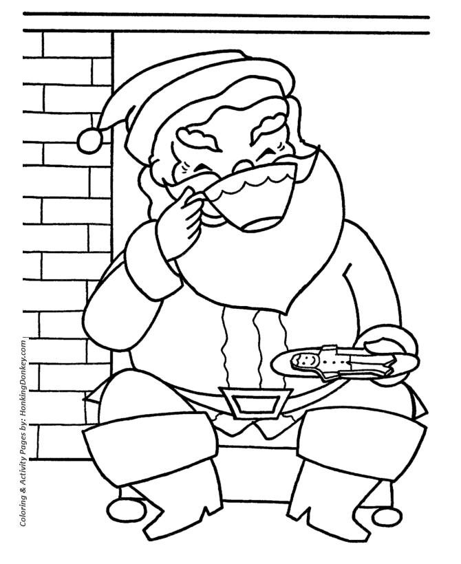 Christmas Santa Coloring Page - Children leave milk and cookies ...