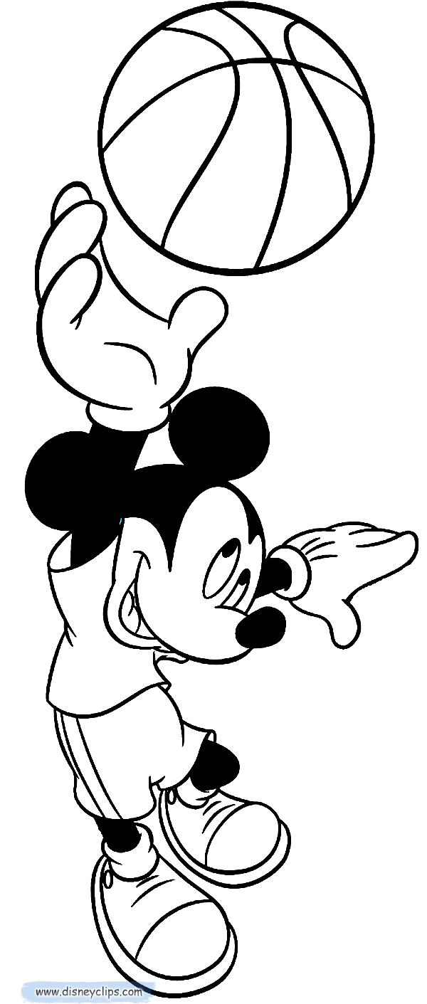 mickey mouse basketball coloring page | Only Coloring Pages