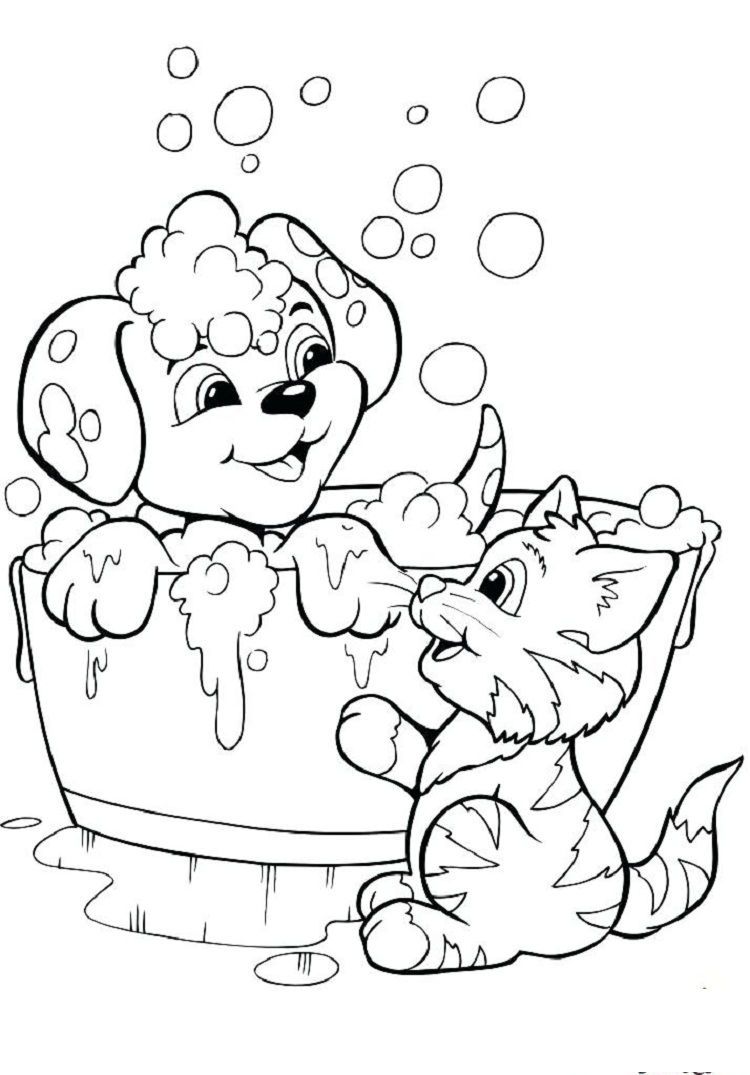 Puppy Kitten Coloring Pages | Puppy coloring pages, Cat coloring book, Kittens  coloring