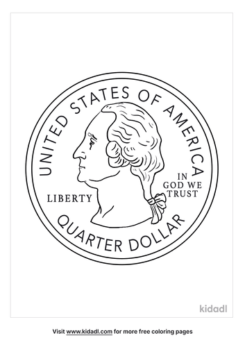 Quarter Coloring Page | Free Money Coloring Page | Kidadl