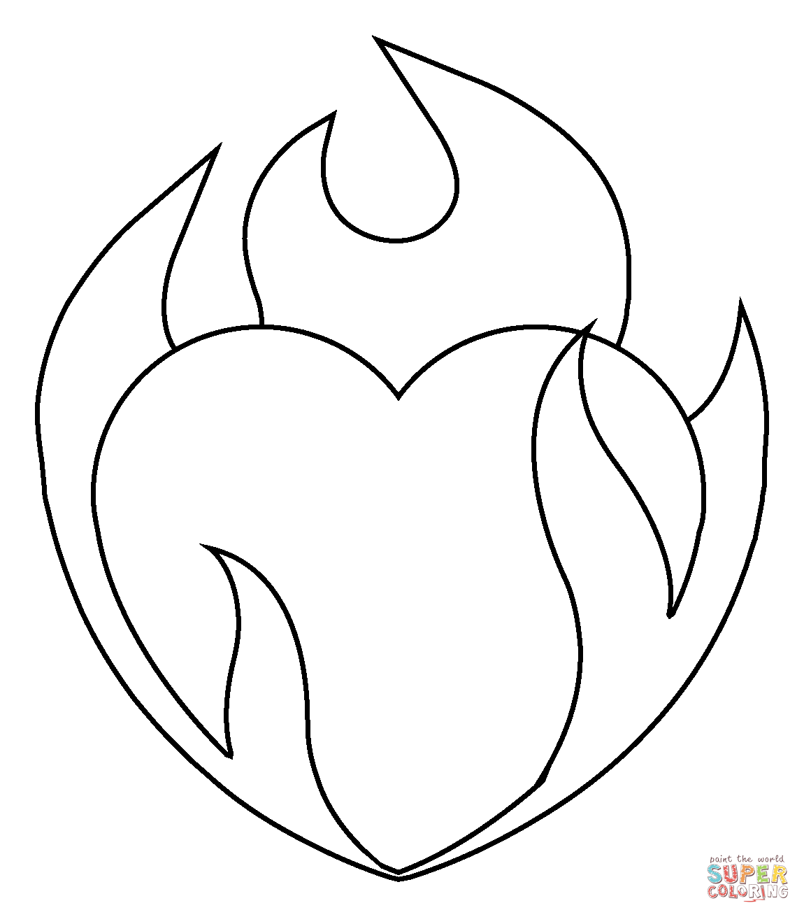 Heart on Fire Emoji coloring page | Free Printable Coloring Pages