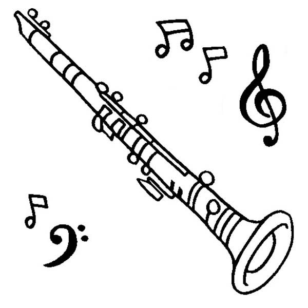 Clarinet Is A Musical Instruments Coloring Pages : Bulk Color | Clarinet, Coloring  pages, Music coloring