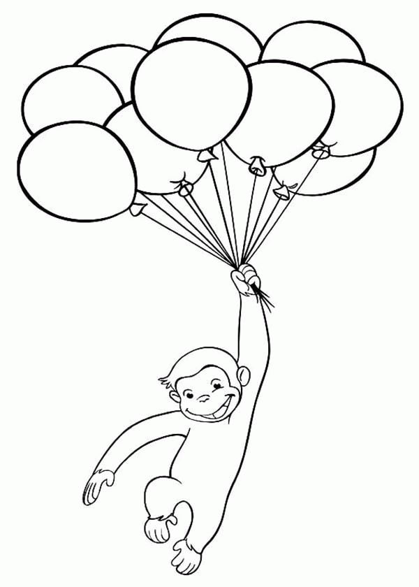 Happy Curious George Coloring Page - NetArt