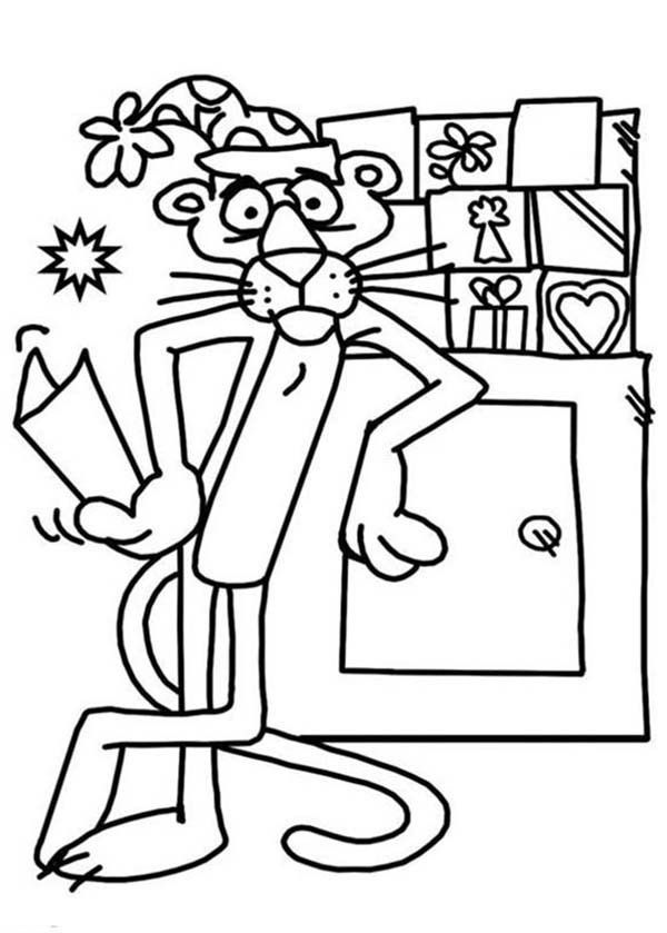 Christmas Pink Panther Coloring Pages | Bulk Color