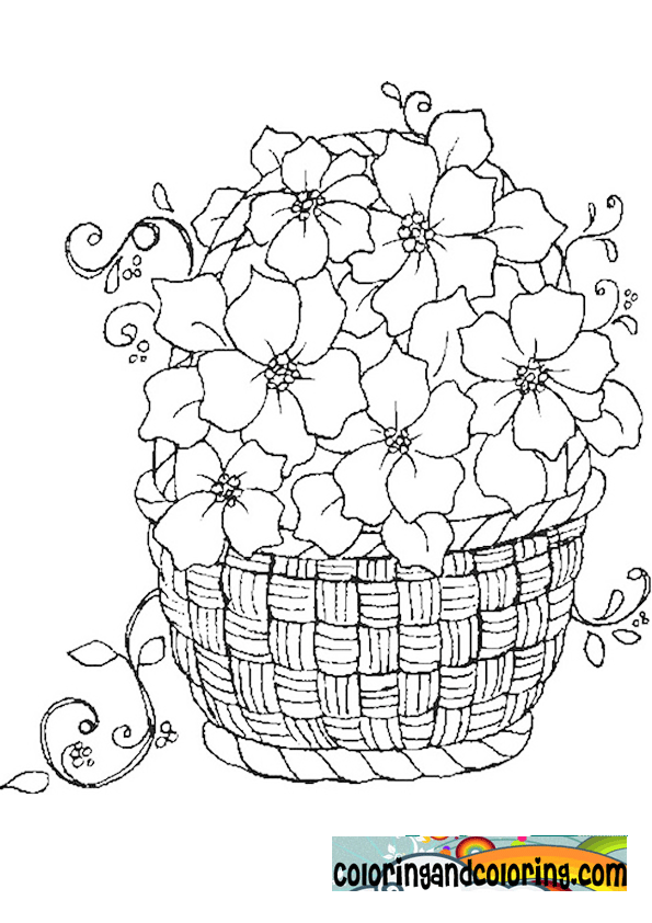 basket of flowers coloring page | Coloring and coloring
