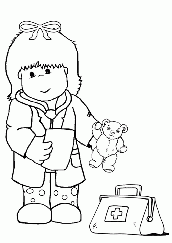 Free Online Kid Doctor Colouring Page - First Aid Coloring Pages