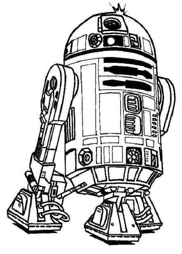Cute R2D2 Droid in Star Wars Coloring Page | Batch Coloring