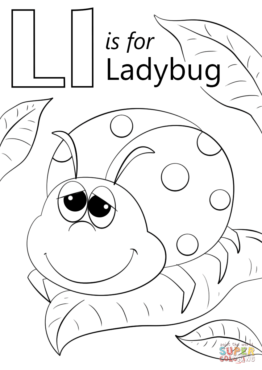 Letter L is for Ladybug coloring page | Free Printable Coloring Pages