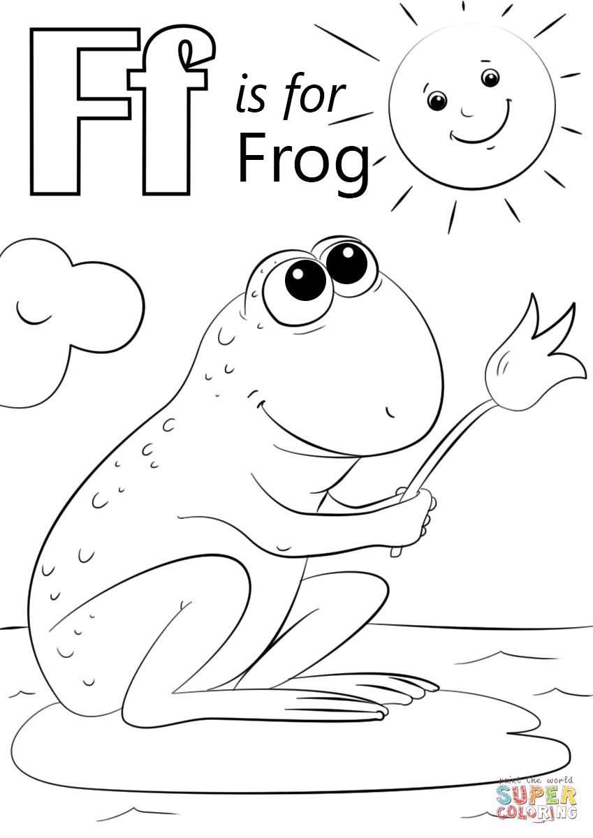 Letter F is for Frog coloring page | Free Printable Coloring Pages