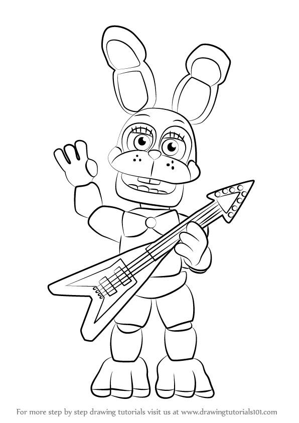 Step by Step How to Draw Toy Bonnie from Five Nights at Freddy's :  DrawingTutorials101.com