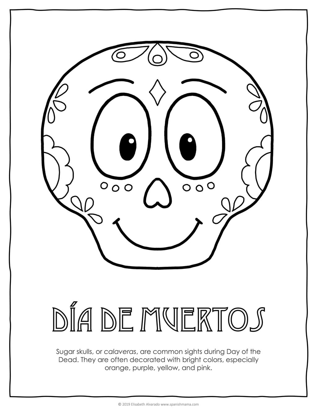 Sugar Skull Coloring Pages and Masks for Día de Muertos
