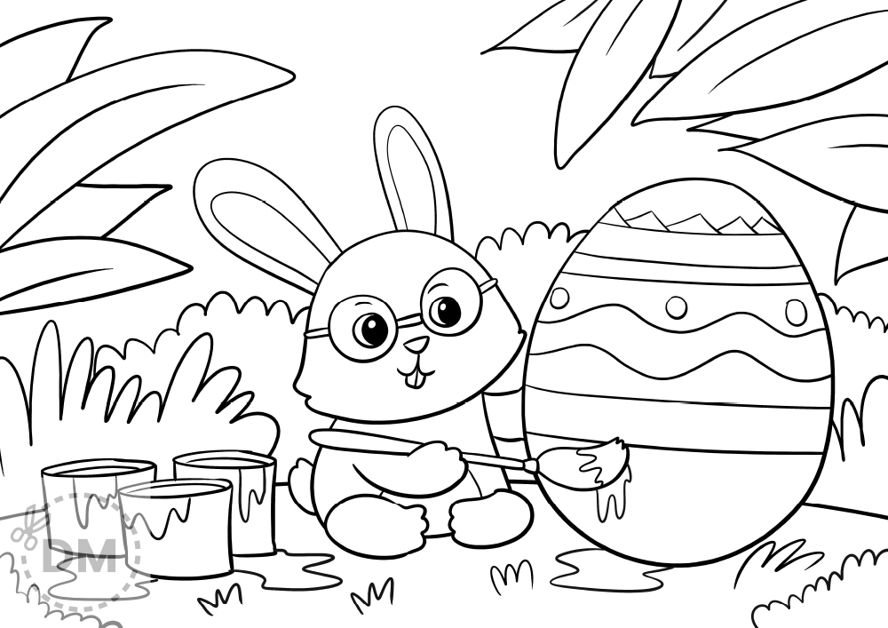 Cute Easter Bunny Coloring Page for Kids - diy-magazine.com