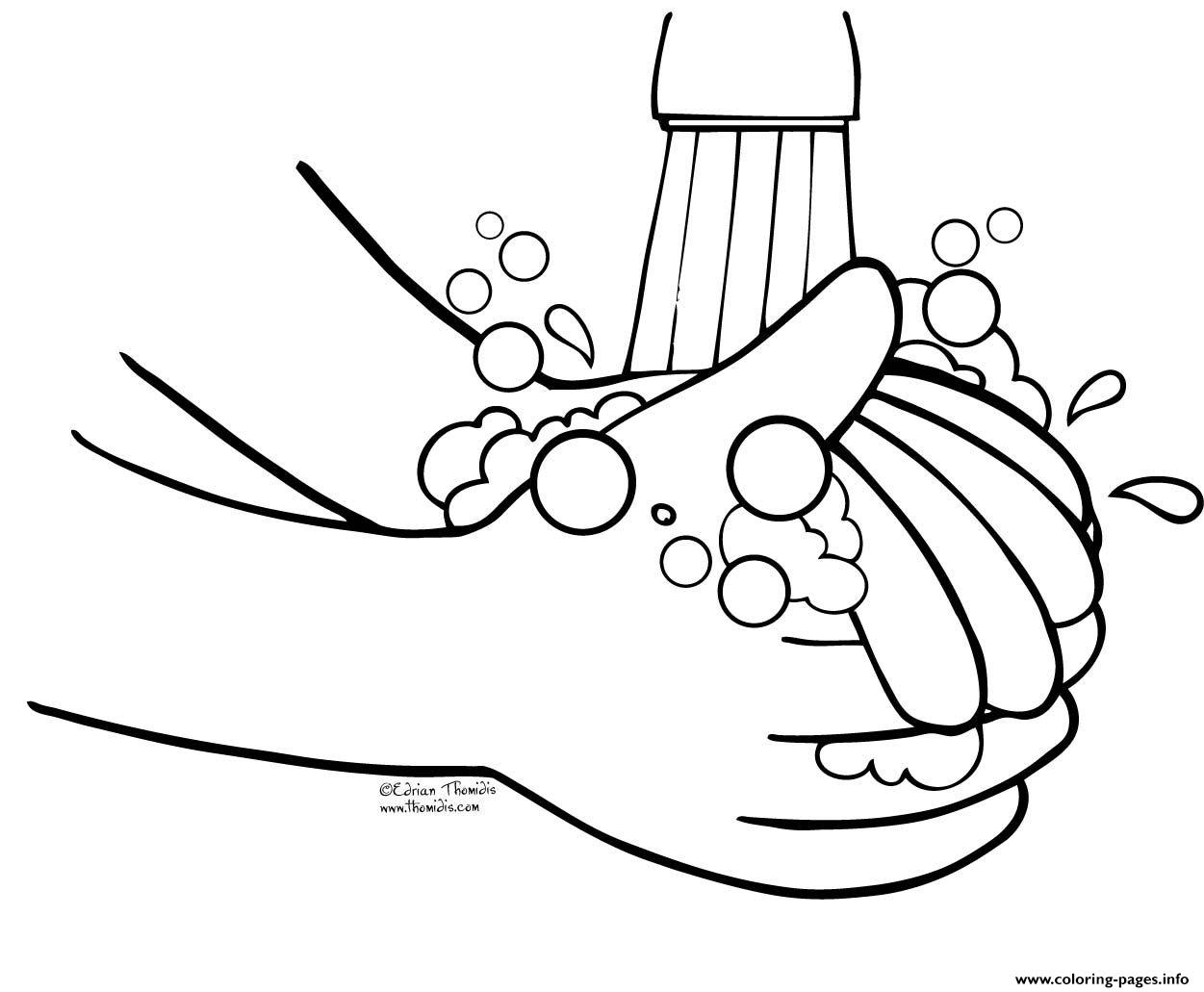 Wash Hands Kids Coloring Pages Printable