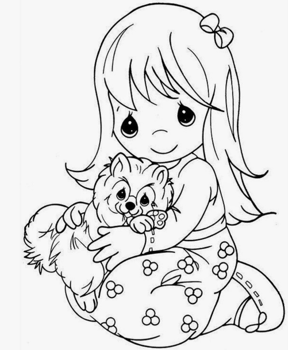 coloring : Free Puppy Coloring Pages Beautiful Little Girl Hugging Puppy Coloring  Page Free Printable Free Puppy Coloring Pages ~ queens