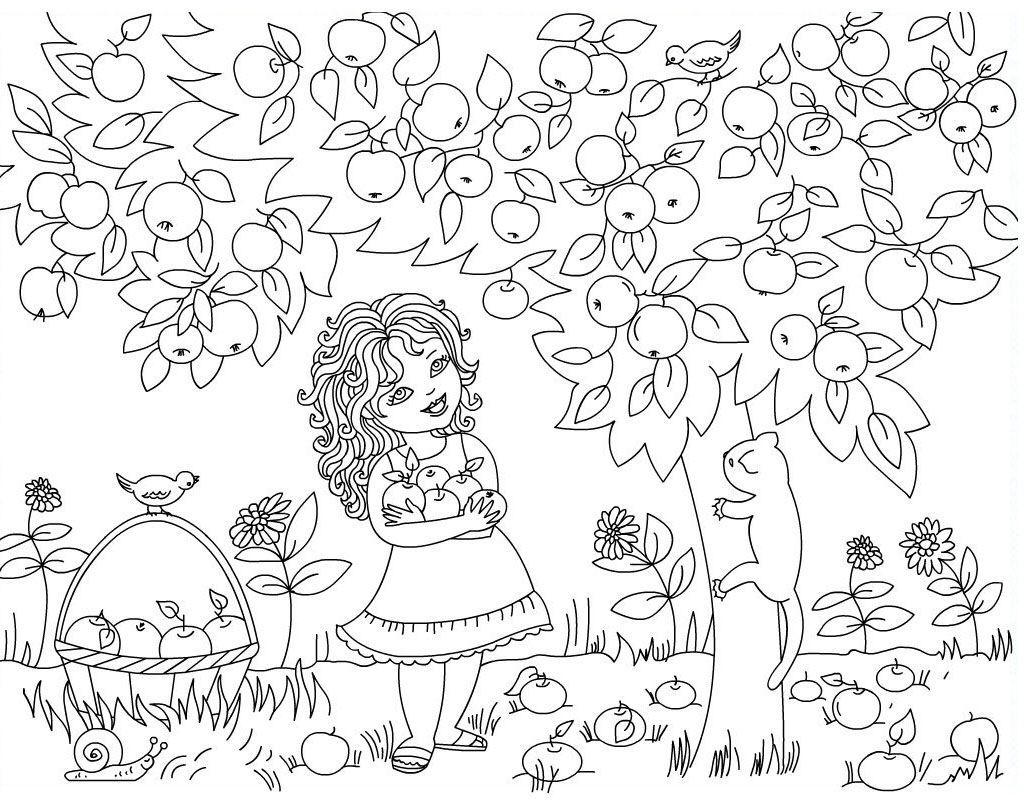 Apple Orchard Coloring Pages - Coloring Home