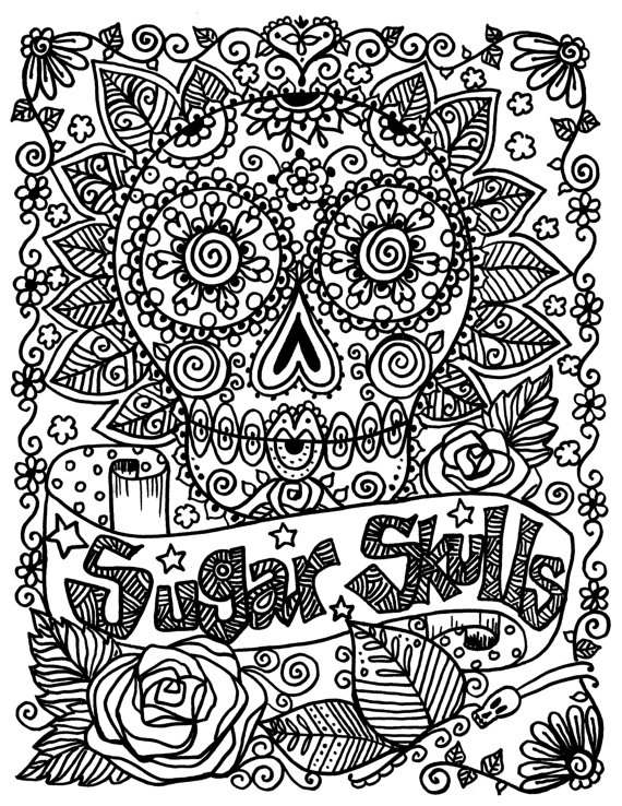 hard skull coloring pages for adults - Clip Art Library