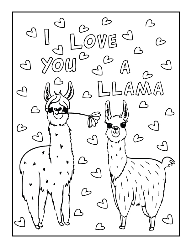 Cartoon Llama Coloring Page Free for Adult