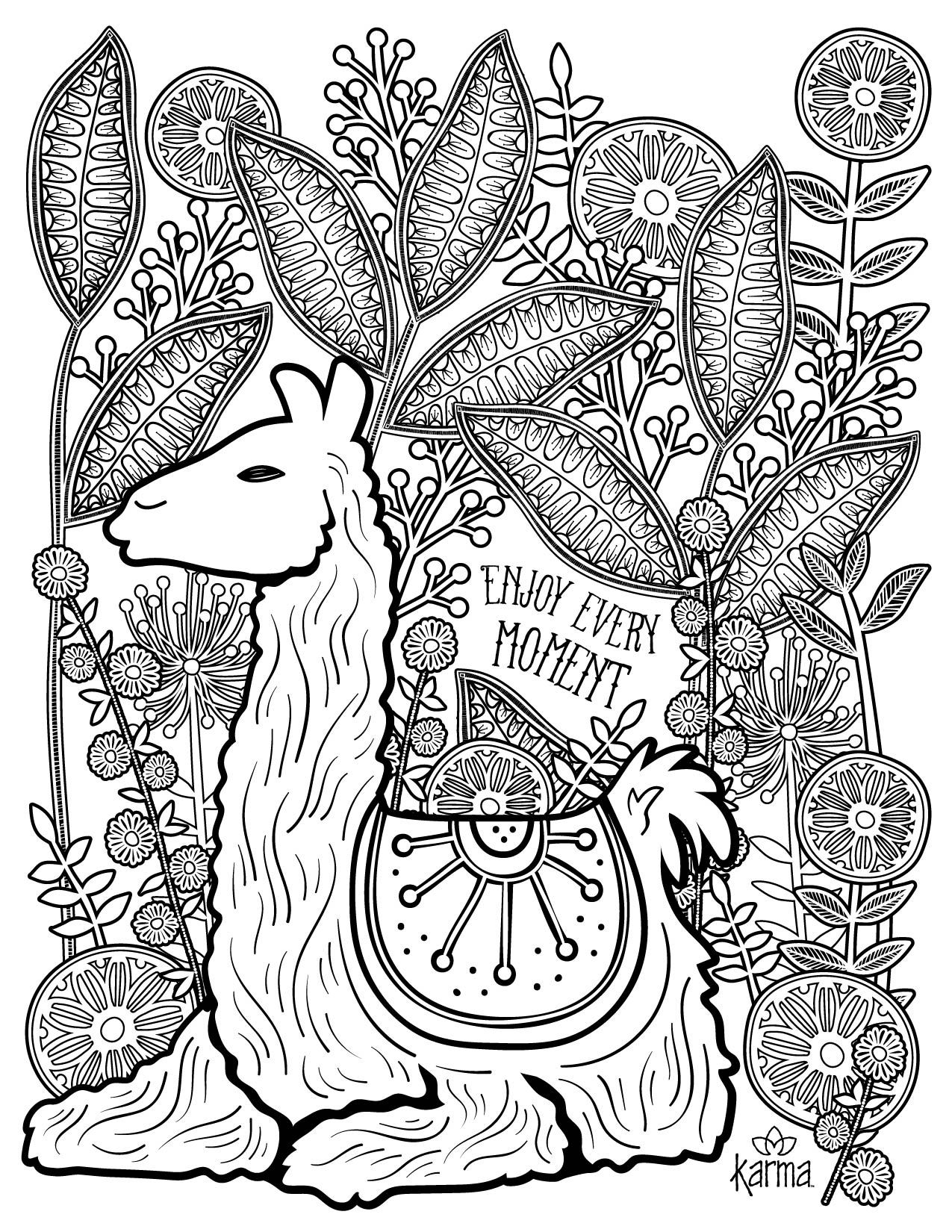 Llama! Free and printable coloring page by Karma Gifts | Coloring ...