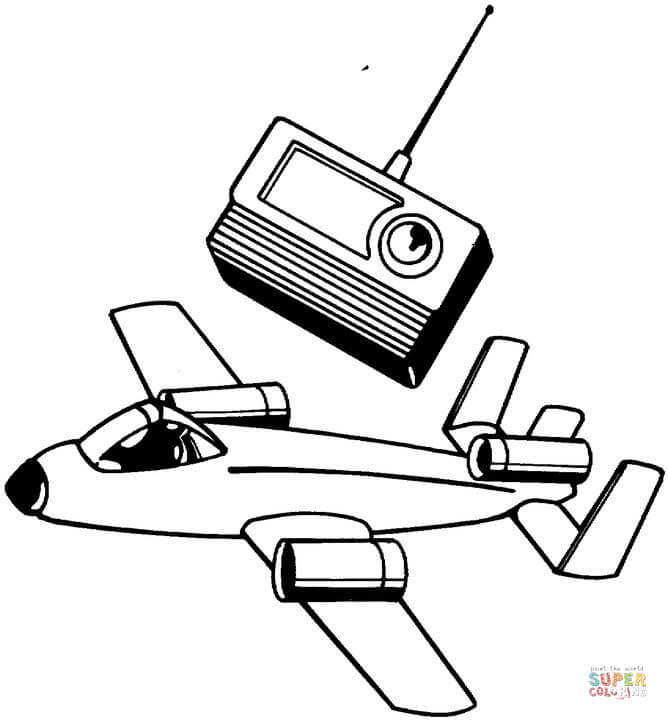 Plane And Radio receiver coloring page | Free Printable Coloring Pages