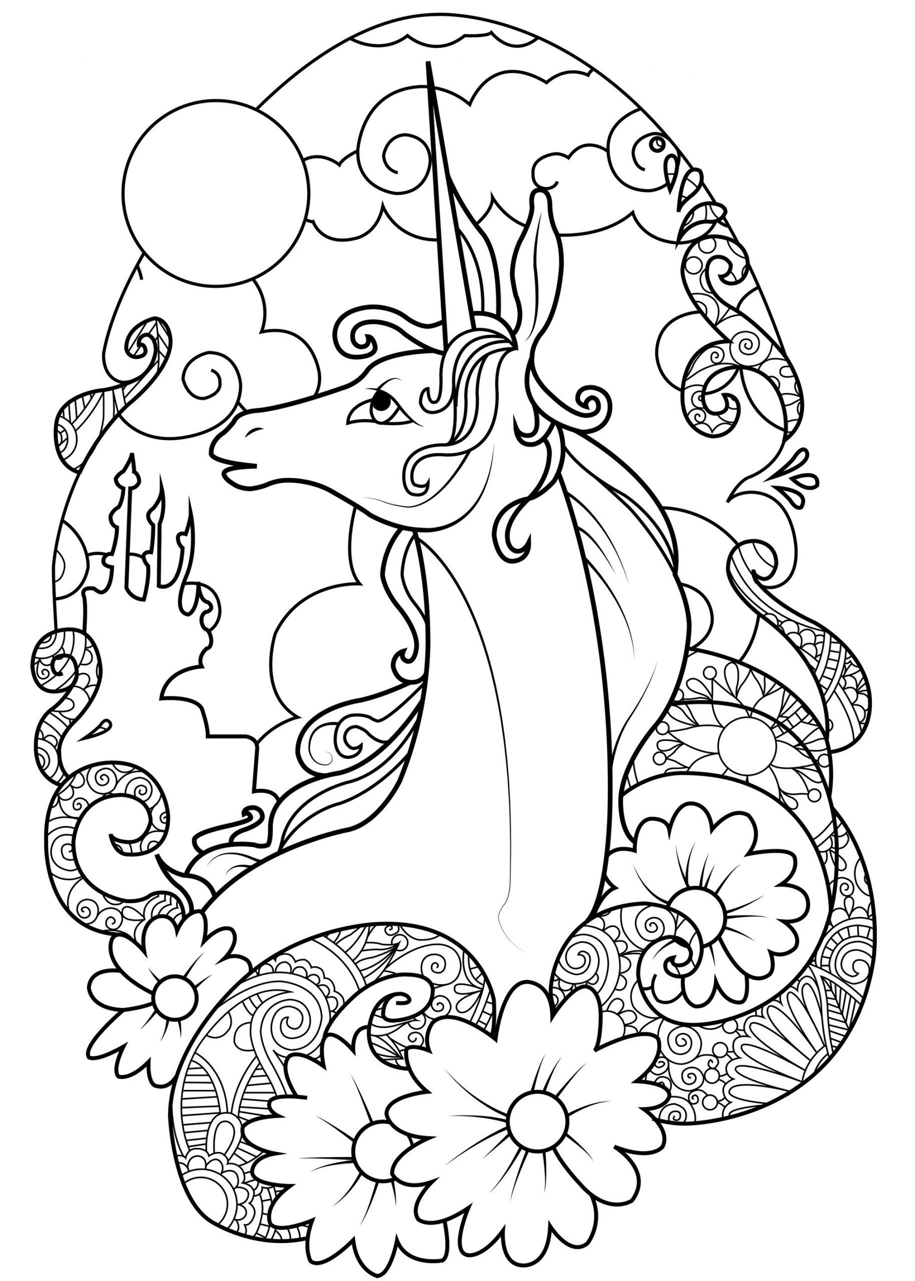 Coloring Page Coloring Phenomenal Detailed Unicorn Cute Coloring Home