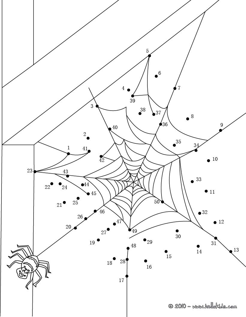 HALLOWEEN dot to dot - SPIDER WEB dot to dot game | Spider ...