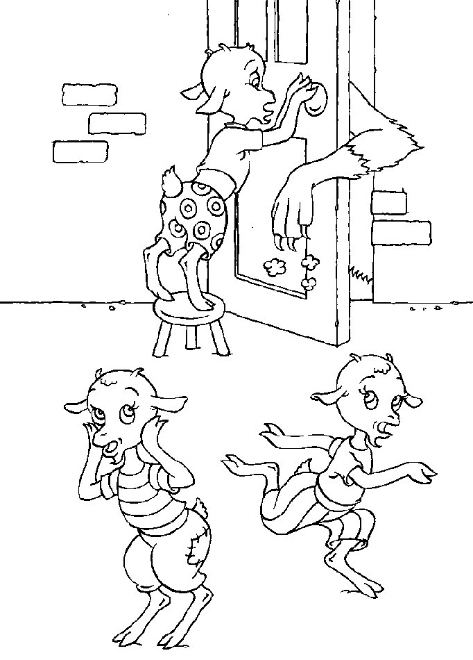 Kids-n-fun.com | 4 coloring pages of The wolf and the 7 kids