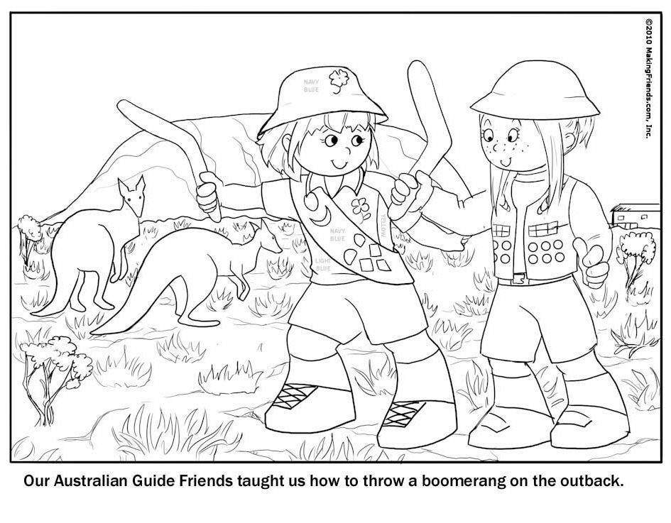 Australian Girl Guide Coloring Page - MakingFriendsMakingFriends