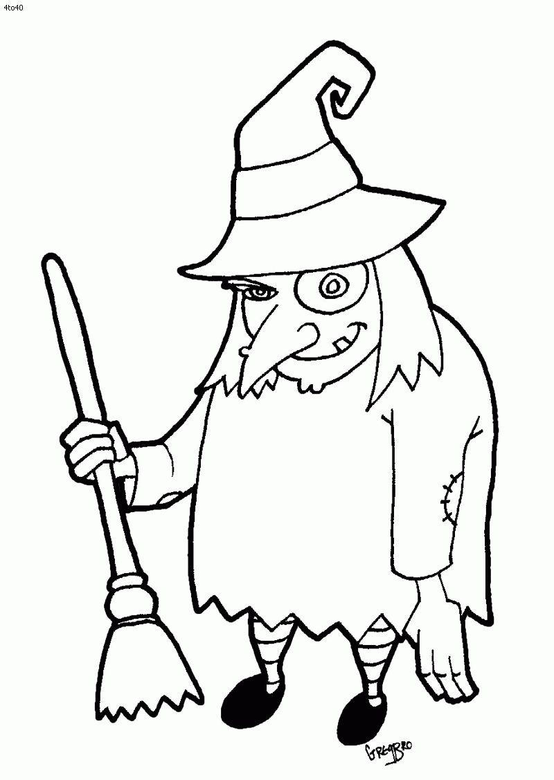 Halloween Witch Coloring Page, Printable Halloween Witch Coloring ...