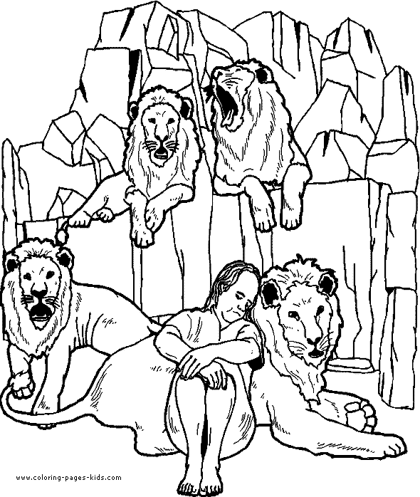 Daniel in the Lion's Den color page. Free printable coloring sheets for  kids.