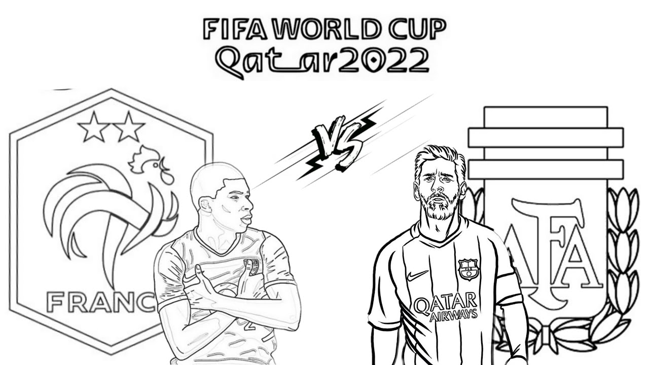 2022 FIFA world Cup Final : Argentina Vs France coloring Page | Lionel  Messi | Kylian Mbappe - YouTube