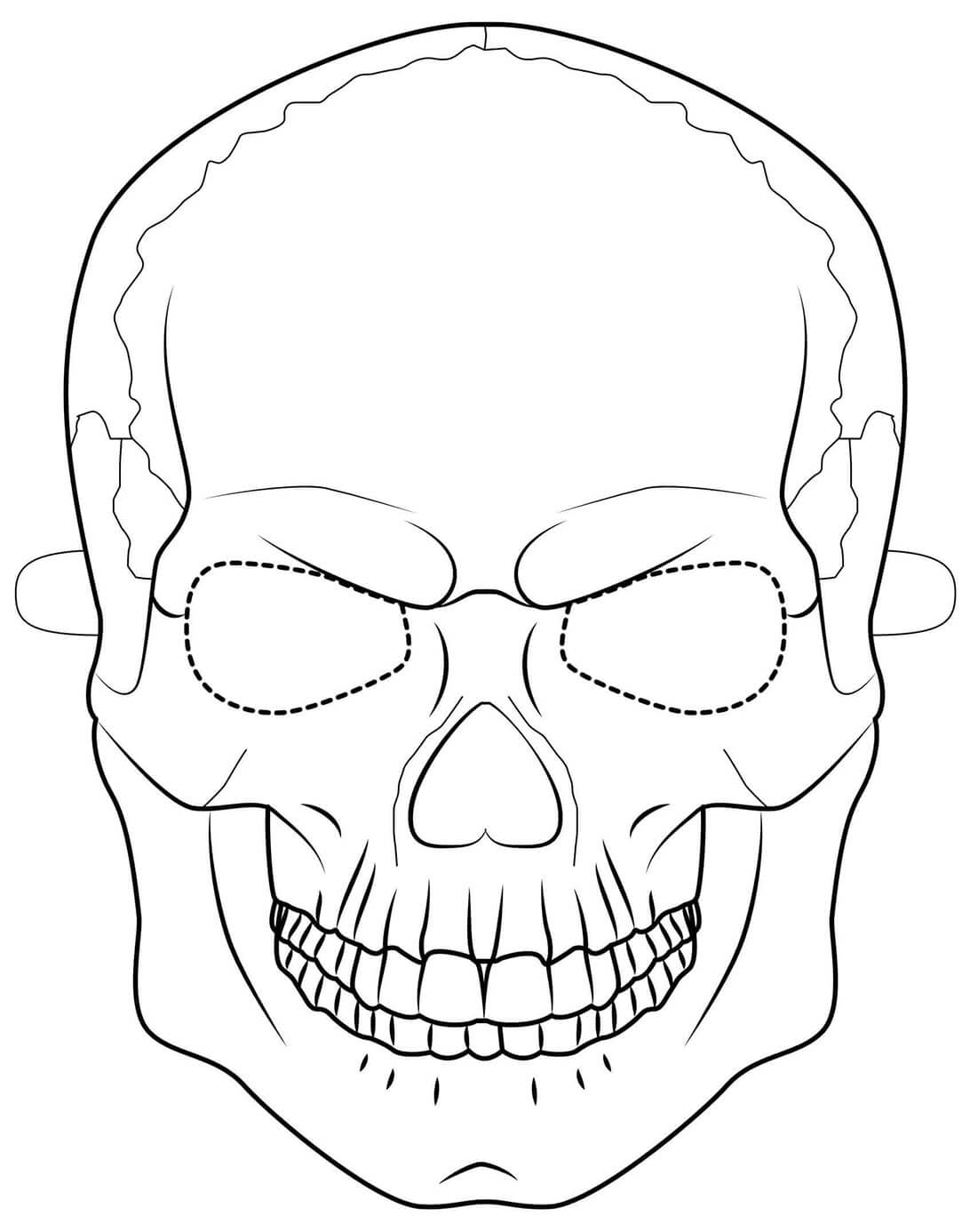 Halloween Skull Mask Coloring Page - Free Printable Coloring Pages for Kids